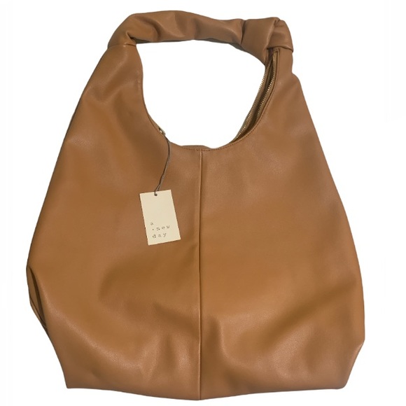 a new day Handbags - A New Day Caramel Zip Closure Knotted Shoulder Bag